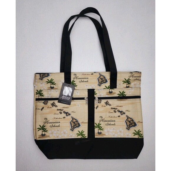 Hawaiian Island Beach Bag Carry-on Large Tote Bag Pockets NWT - Picture 1 of 6